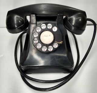 Vintage 1930s Western Electric Bell System Black Rotary Phone 302,  F1 Receiver