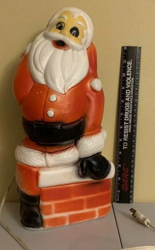 Vintage Santa Claus Chimney,  Blow Mold 14” With Light