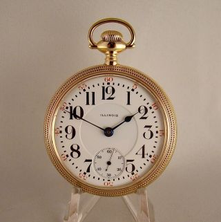 Illinois " Bunn Special " 24j 14k Gold Filled Open Face 18s Railroad Pocket Watch
