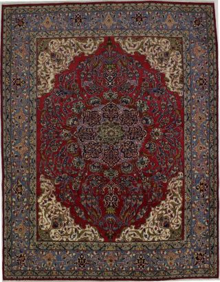 One Of A Kind Large 9x11 Shahreza Najafabad Hand Knotted Wool Oriental Area Rug
