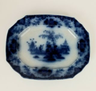 Antique 19th Century Flow Blue Scinde Platter 11 " X 8 - 1/2 "