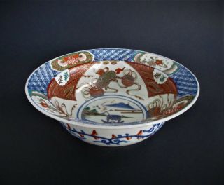 Large Antique Japanese 19th Century Meiji Period Imari Porcelain Bowl