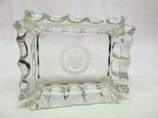 Vintage United States Senate Etched Glass Ashtray Rectangle 4 X 3 Usa Tobacciana