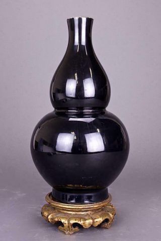 18th C.  Chinese Double Gourd Mirror Black Vase