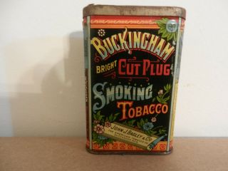 Vintage Buckingham Bright Cut Plug Smoking Tobacco Pocket Tin John J.  Bagley