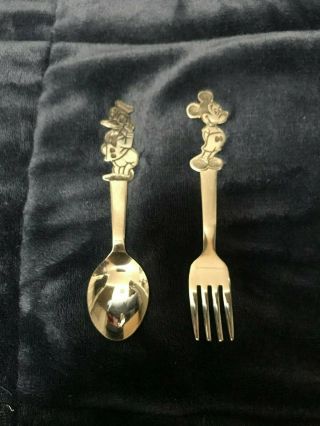 Vintage Mickey Mouse And Donald Duck Metal Spoon And Fork