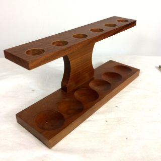 Vintage Solid Wood Smoking Pipe Tobacco Stand Rack Holder Mid Century Man Decor