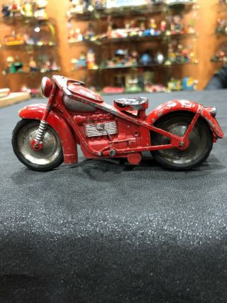 Antique Cast Iron And Tin Motorcycle With Sidecar
