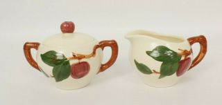 Vintage Franciscan Ware Apple Pattern Creamer And Sugar Bowl Usa