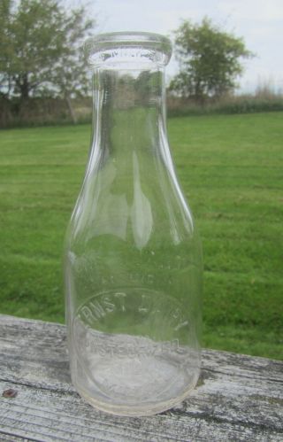 Vintage Ernst Dairy Milan Michigan Embossed Quart Milk Bottle