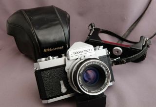 Vintage Nikkormat 35mm Slr Nikon Film Camera,  50mm F2 Lens,  Case