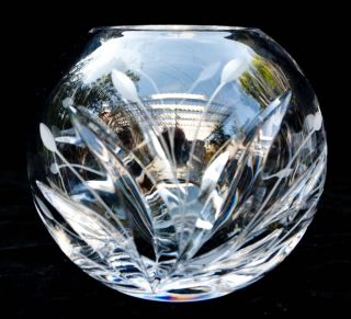 Vintage Lead Cut Crystal Glass Rose Bowl 4 1/2 " Tall