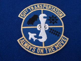 Vintage Us Air Force 51st Transportation Squadron Patch Osan Ab South Korea