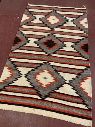 Vintage Navajo Indian Wool Rug / Blanket Hubbell Trading Post Antique 66x40