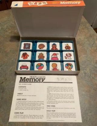 Vintage 1986 Milton Bradley Fronts And Backs Memory Game Complete
