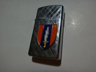 Year 1973 High Polish Zippo Slim Lighter With Us 1st Signal Brigade Emblem