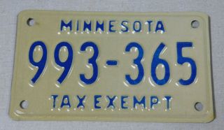 1976 Base Minnesota Tax Exempt Motorcycle License Plate