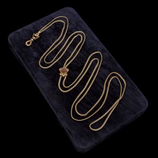 Antique Vintage Georgian 14k Gold Garnet Neo Classical Slider Slide Necklace