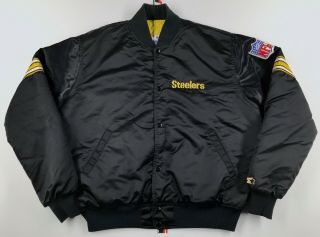 Vintage Pittsburgh Steelers Starter Satin Jacket Size Xl 80s 90s Snap Button