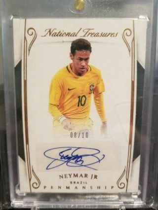 2018 National Treasures Soccer Neymar Jr.  Auto 8/10 Penmanship - Brazil
