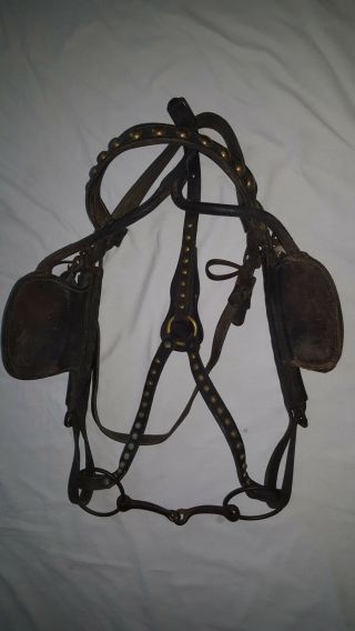 Antique Vintage Leather Horse Bridle Headstall W/ Blinders Will Ship Or Local Pu