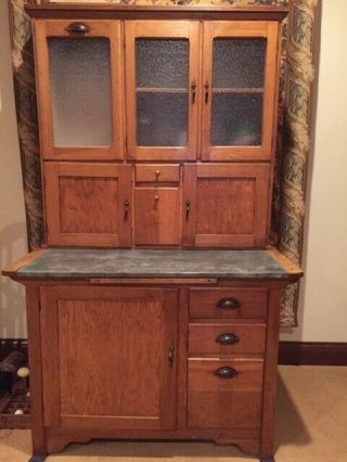 Antique Oak Hoosier Sellers Kitchen Cabinet