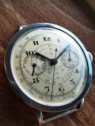 Berthoud Geneve Chronograph Vintage Universal 387 Men ' s Swiss Watch Military 3