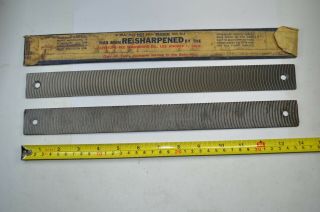 Two (2) Vintage Auto Body Lead Work Flat Curved Tooth Files - Heller Vixen - Usa