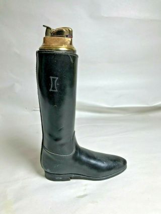 Vintage Motorcycle Riding Leather Boot Table Lighter Loyal Salesman Sample (a001)