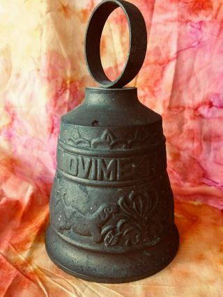 Vintage Large Brass Church Door Bell Vocem Meam A Ovime Tangit Rare Animal Scene