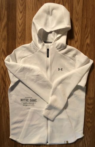 Notre Dame Football 2019 Sideline Under Armour Hooded Shirt Large Tags