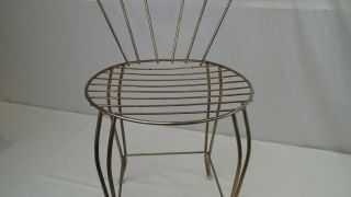 Vanity Stool Chair Vtg Gold Brass Color Metal Hollywood Regency Mid Century MCM 3
