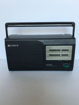 Vintage Sony Fm / Am 2 Band Portable Radio Model Icf - 24 2 Way Ac/dc Batteries