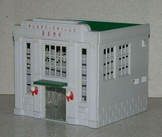 Vintage Plasticville Bank Complete With Front Lamps