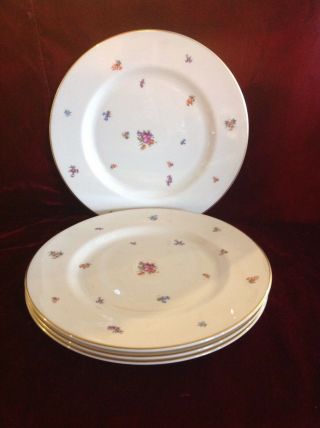 Vintage Pickard Floral Chintz China Set Of 4 10 1/2 " Dinner Plates Look