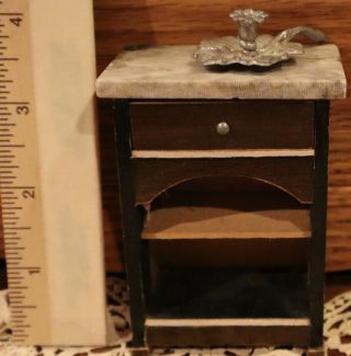 Antique German Miniature Biedermeir Marbletop End Table For Dollhouse Or Roombox