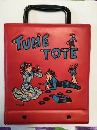 Vintage Ponytail Tune Tote 45 Record Red Case Carrier