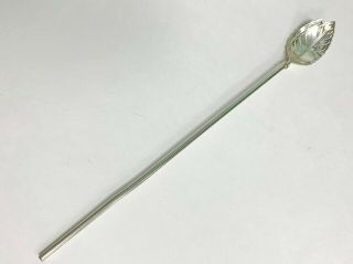Tiffany & Co Sterling Silver Leaf Julep Iced Tea Spoon Straw Individual