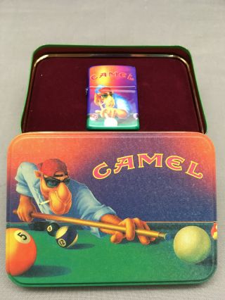 Zippo Camel Lighter Unstruck Joe Camel Playing Pool W/ Case