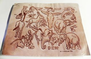 Vintage Leatherworking Craftaid 4115 Political Dem Gop Rare Donkey Elephant