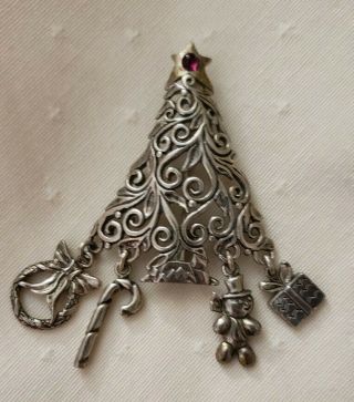 Vintage Jez Jezlaine.  925 Sterling Silver Christmas Tree Brooch