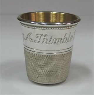 Vintage Sterling Thomae & Co " Only A Thimble Full " Jigger/shot Glass