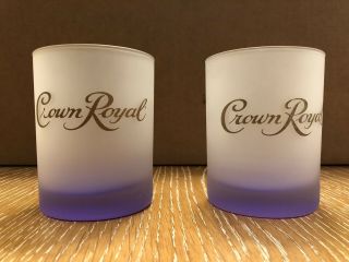 Crown Royal Liquor Rocks Glasses Set Of 2 Frosted Glasses Purple Vintage