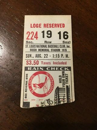 1976 Mlb Ticket Stub St.  Louis Cardinals Vs Atlanta Keith Hernandez 3 Run Homer