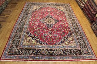 Old Hand Made Traditional Persian Mashad Rug Wool Large Pink Carpet 350 X 245 Cm