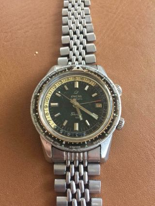 Vintage Enicar Sherpa Guide Gmt World Time Steel Automatic