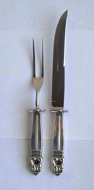 Vintage Sterling Royal Danish International 2 Piece Carving Set - Knife & Fork