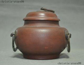 4 " Old Chinese China Yixing Zisha Pottery Tea Leaf Jar Tank Tea Set A