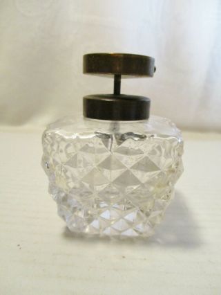 Vintage Heavy Clear Diamond Cut Copper Topped Pump Spray Perfume Bottle