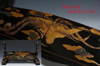 Japan Antique Edo Gold 鳳凰 Raden Katana Sword Stand Yoroi Koshirae Armor Samurai